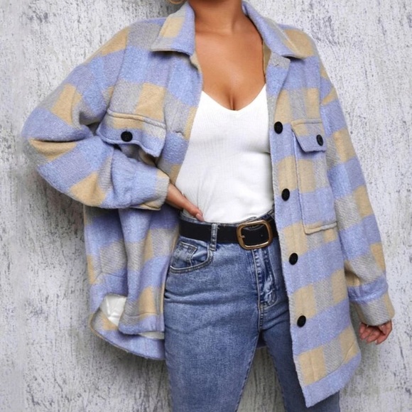 Gingham Button Through Flap Pocket Overcoat - Picture 2 of 14